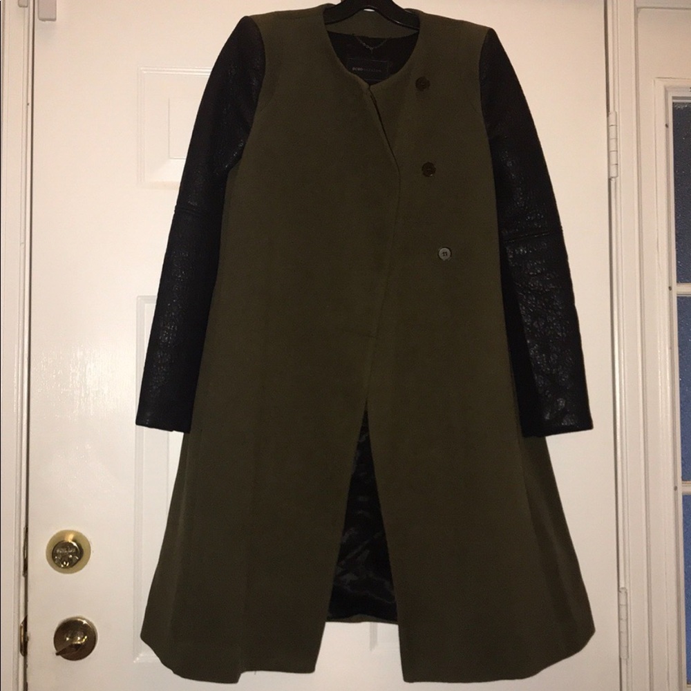BCBG maxazria Genova two tone olive green pea coat - Picture 4 of 5